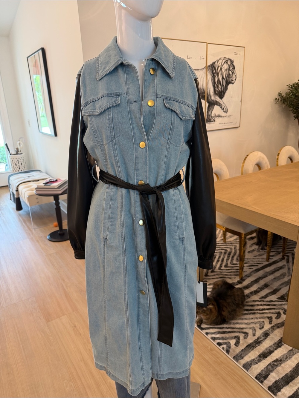 Kathy Ireland  Bleached  Denim Trench Coat